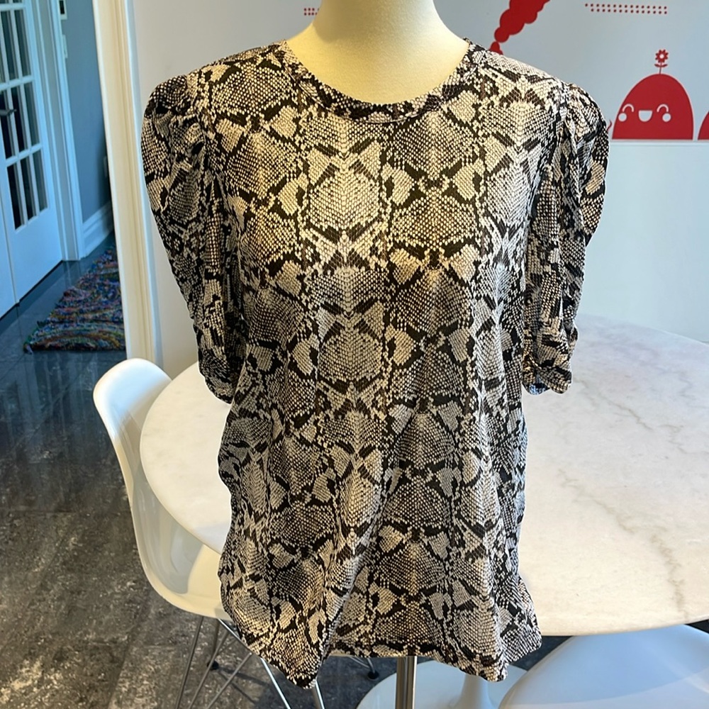 Nwot A.L.C. Kati Python Print Tissue Cotton Puff … - image 1